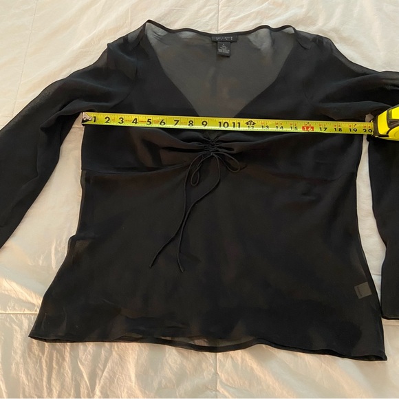 NWOT Silk Blouse with Sheer Sleeves and Bottom - Picture 3 of 11